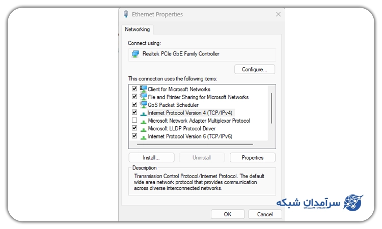 ورود به تنظیمات Internet Protocol Version 4 (TCP/IPv4) 